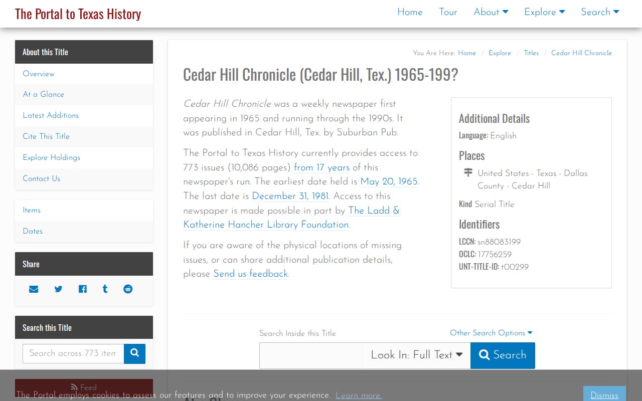 Cedar Hill city directory research with UNT's digitized Cedar Hill Chronicle