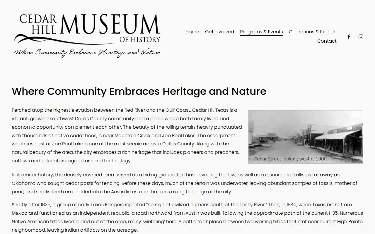 Cedar Hill city directory research at the Cedar Hill Museum history page