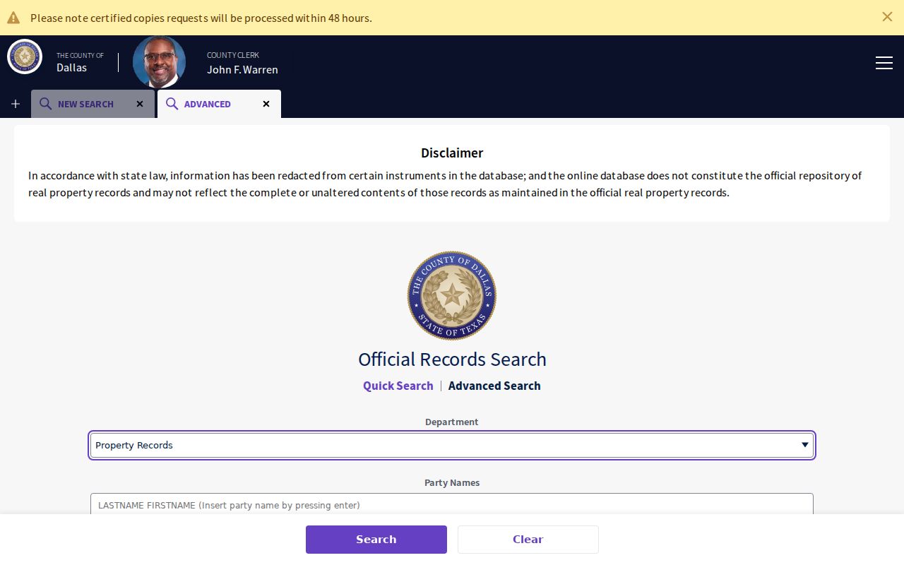 Cedar Hill previous residents Dallas grantor grantee deed search fields