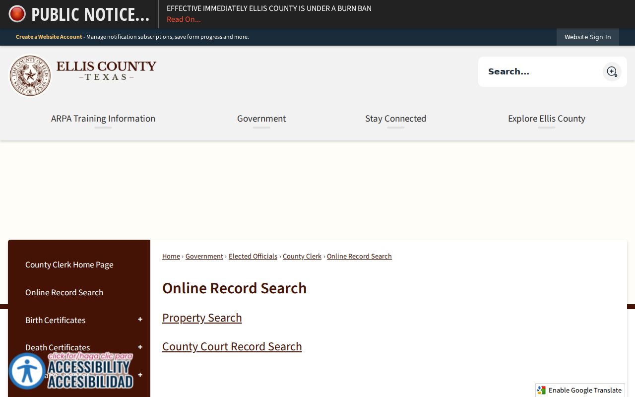 Cedar Hill previous residents Ellis County property and records search route