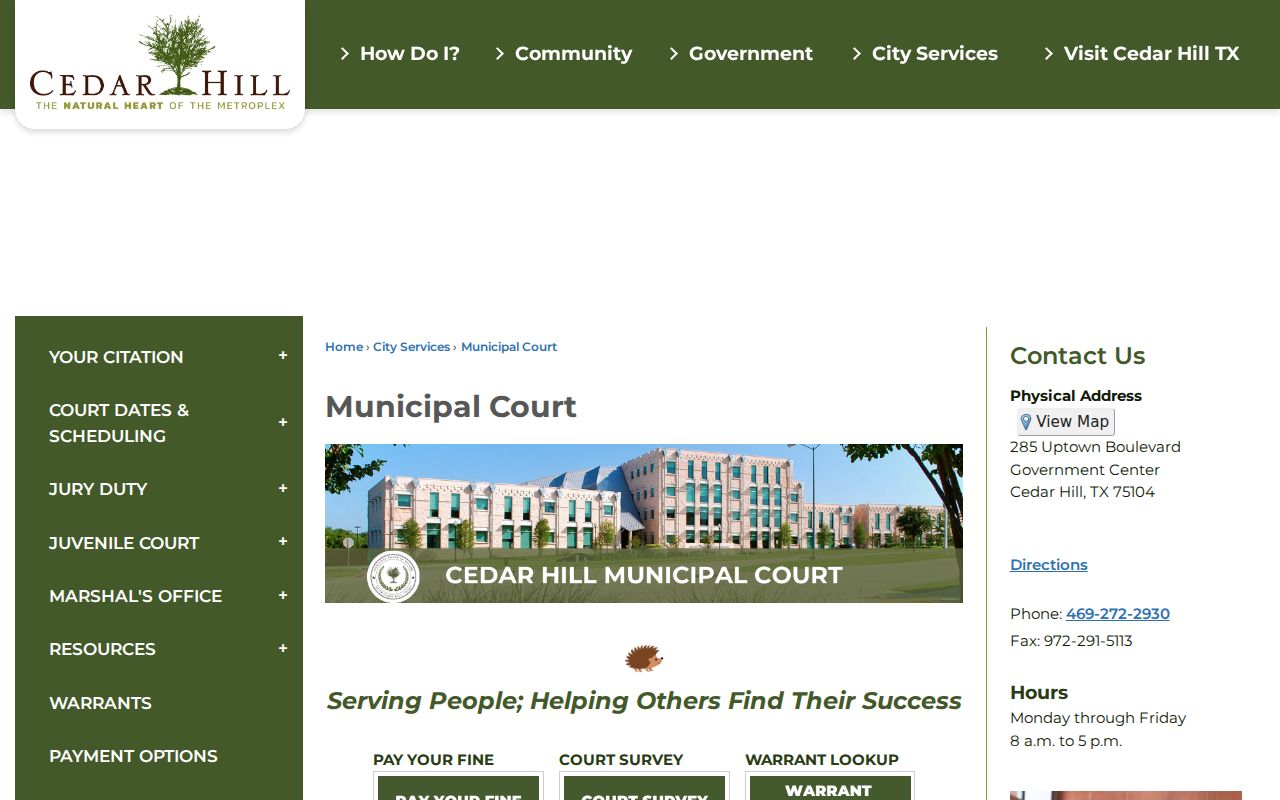 Cedar Hill resident lookup Municipal Court service links