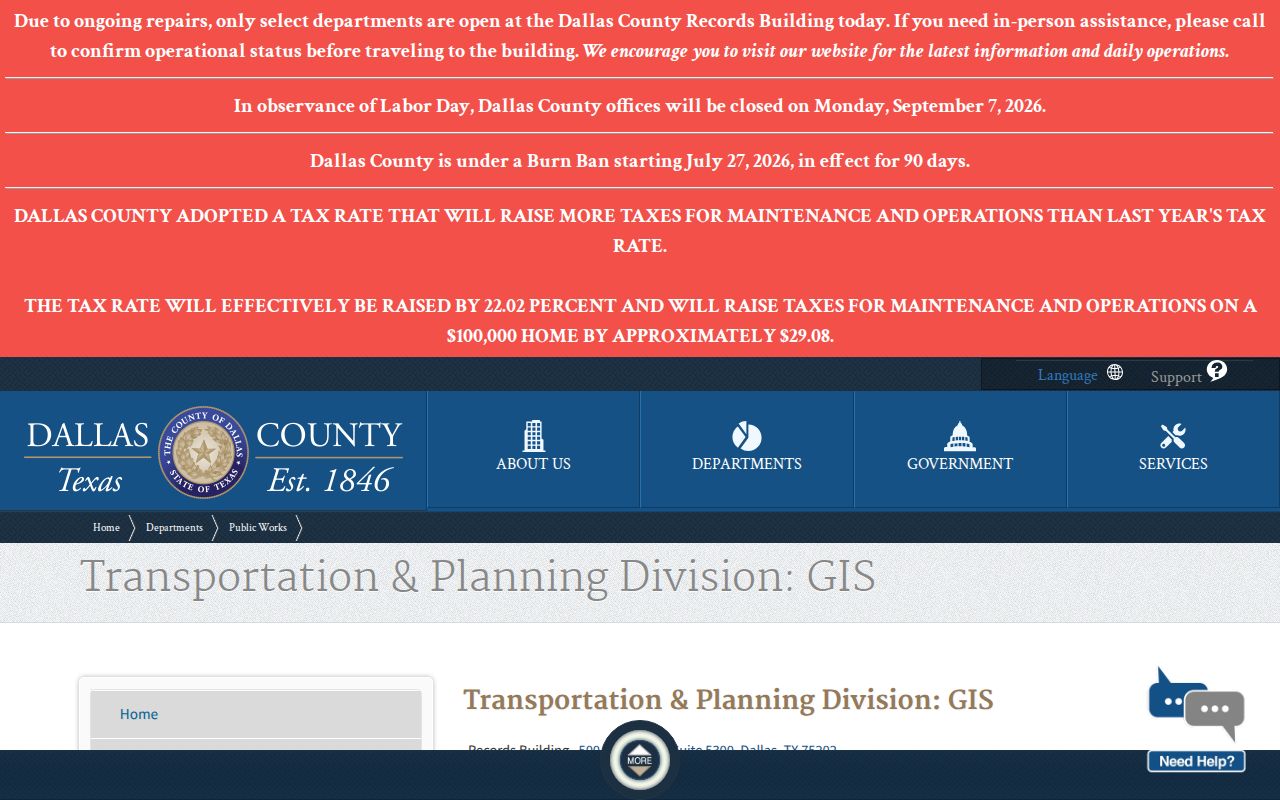Cedar Hill street directory Dallas County GIS parcel-data route